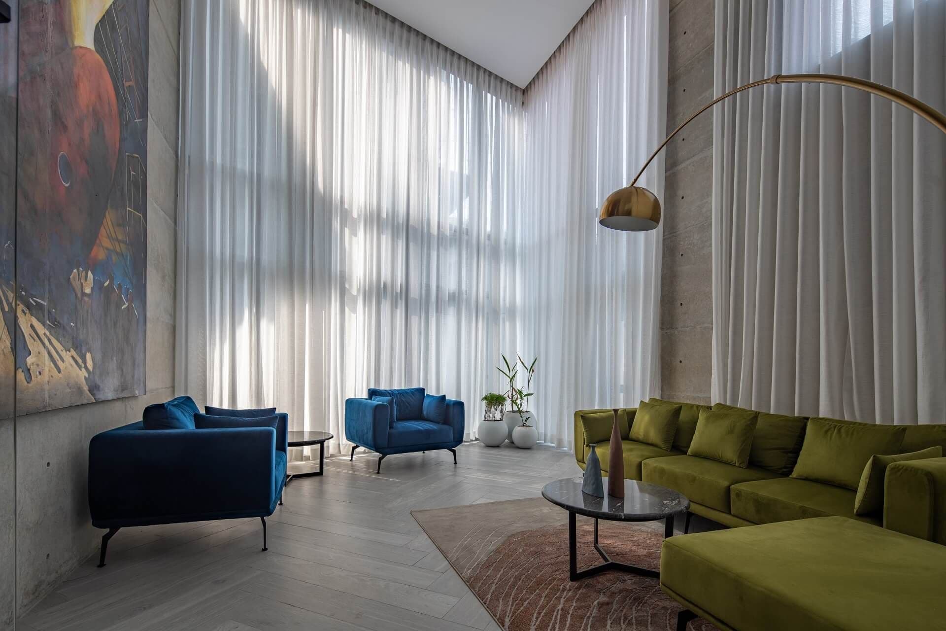 Double-height living room of a Dhaka residence